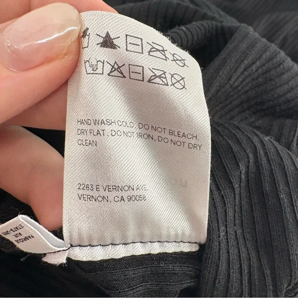 Reformation Kassia Black Tie Waist Ribbed Pants - Picture 10 of 11